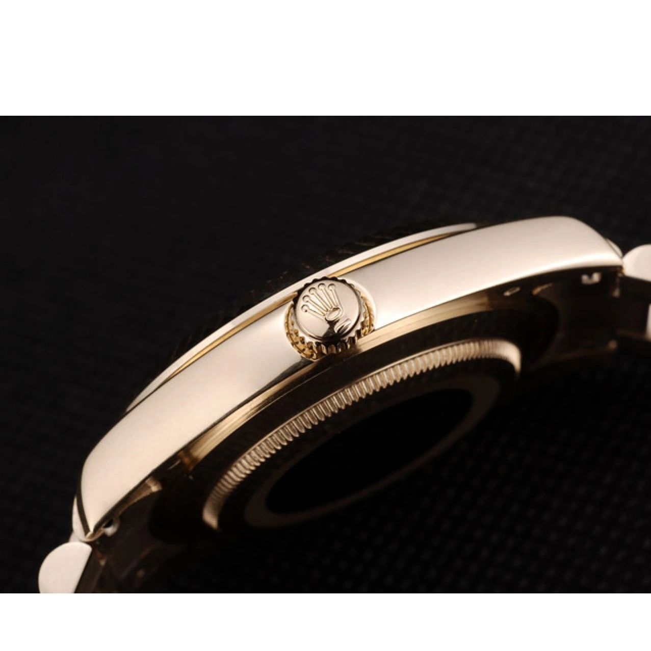 MiroTime 0725 Rolex Swiss DayDate Gold Stainless Steel Ribbed Bezel Black Dial 41998